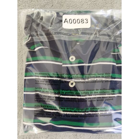 Vintage 90s Polo Ralph Lauren Custom Fit Polo Shirt Size XL Blue Green Striped - Picture 8 of 8